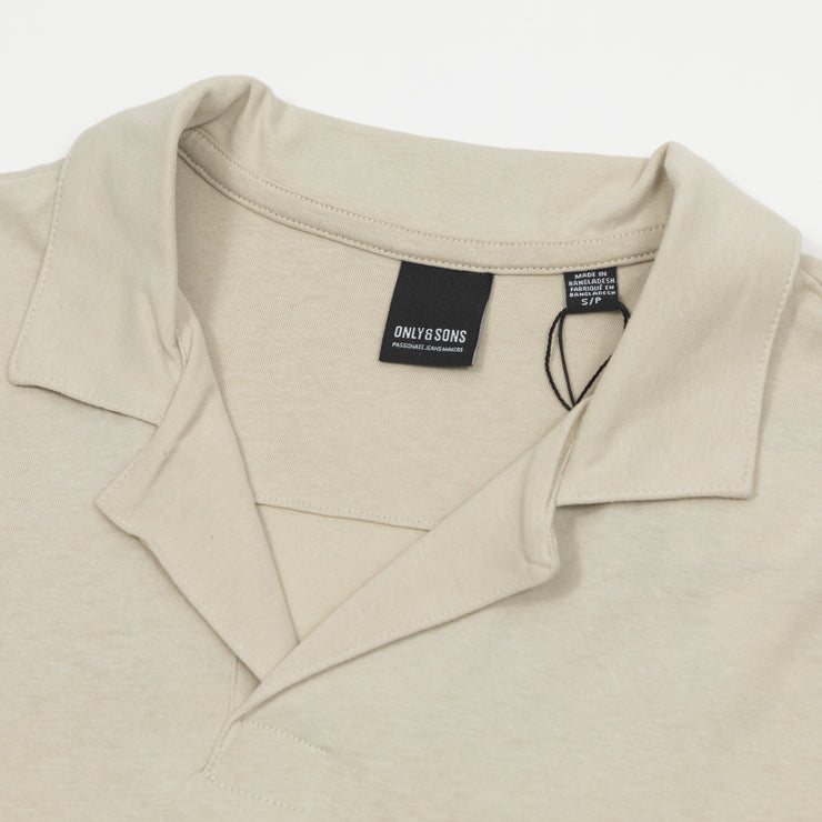 ONLY & SONS Resort Short Sleeve Polo Shirt in BEIGE