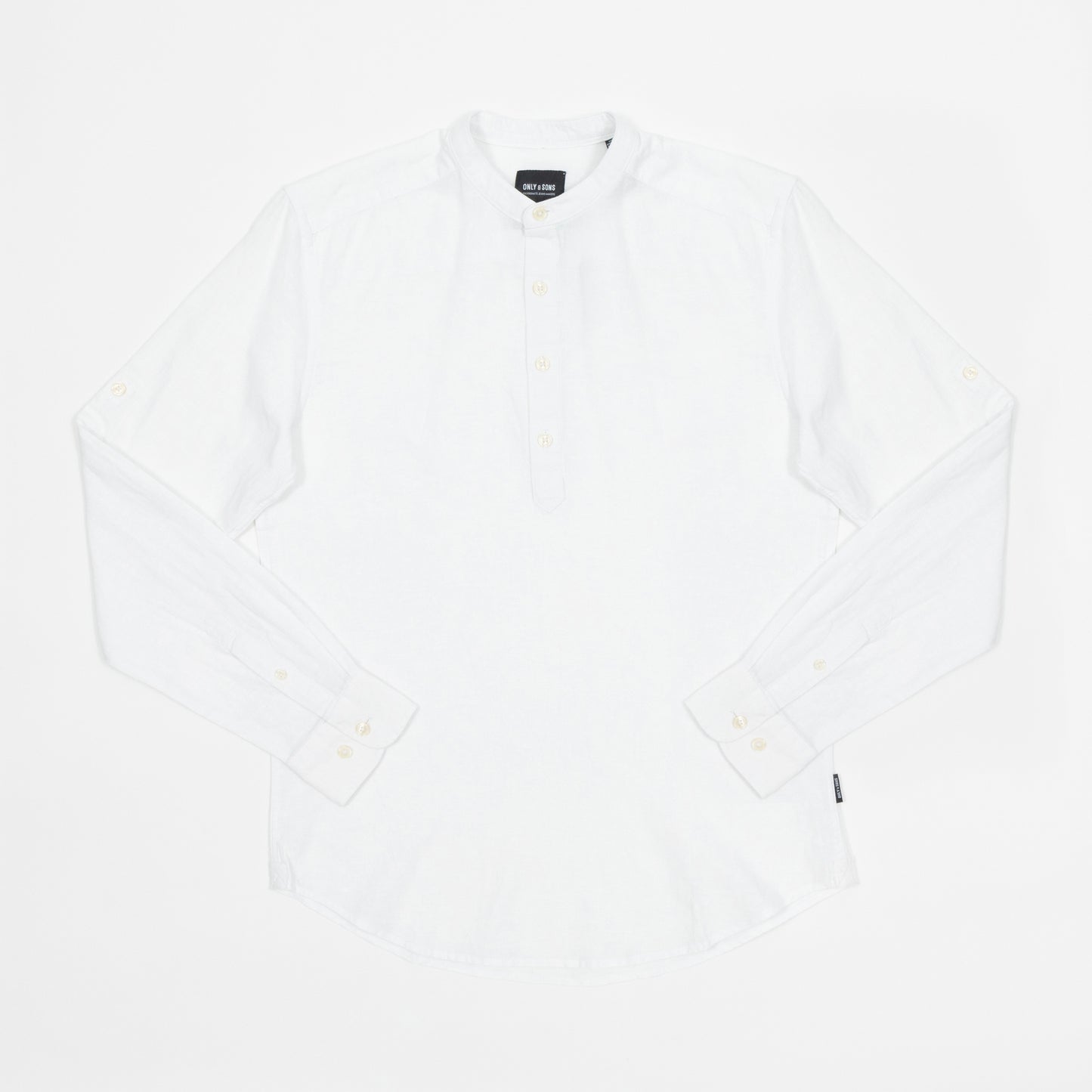 ONLY & SONS Slim Fit Grandad Collar Shirt in WHITE