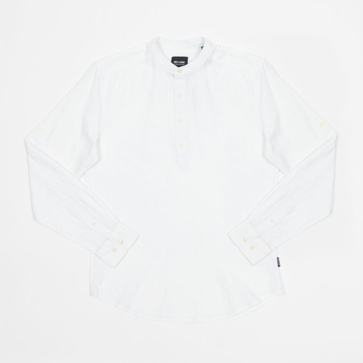 ONLY & SONS Slim Fit Grandad Collar Shirt in WHITE
