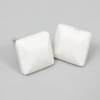 CLAYRE & EEF Square Chiselled Furniture Knob in CREAM STONE - Pack of 2