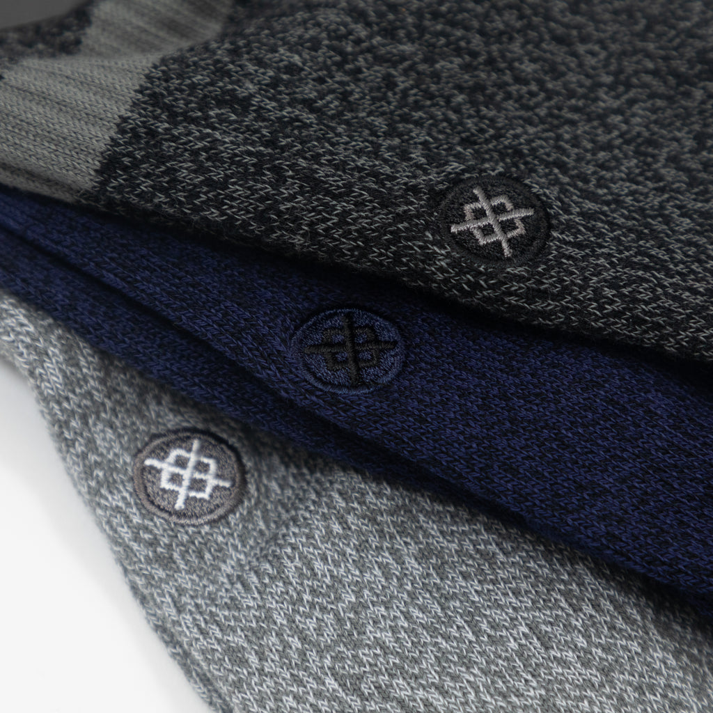 STANCE Joven 3 Pack Staple Crew Socks in GREY, BLACK & NAVY