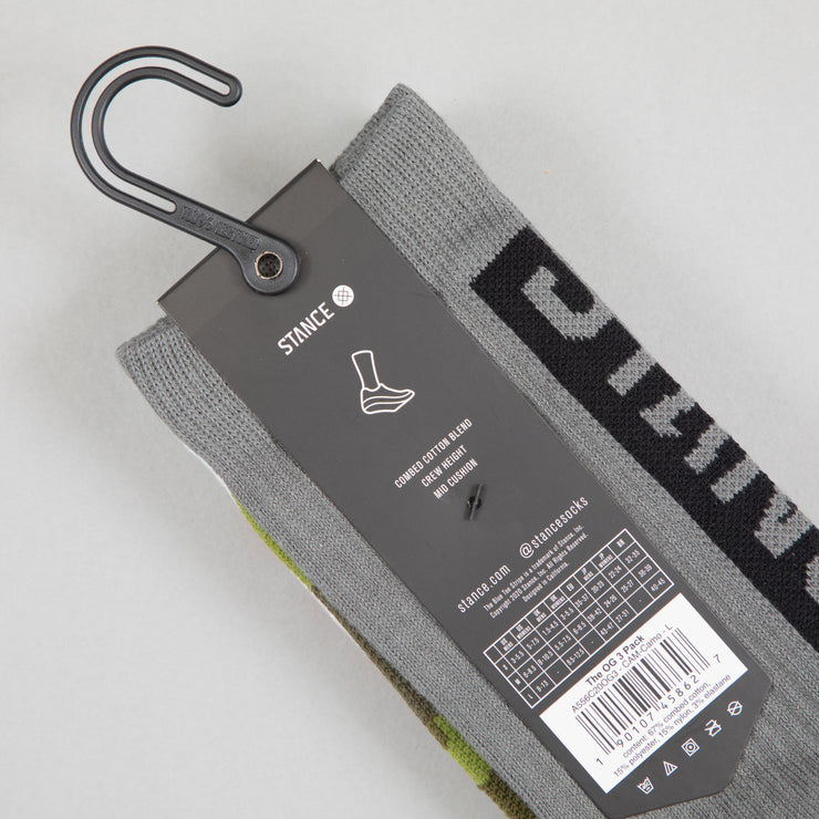 STANCE 3 Pack Staple OG Crew Socks in MULTI CAMO