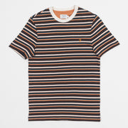 FARAH Zephyr Multi Stripe T-Shirt in MANDARIN