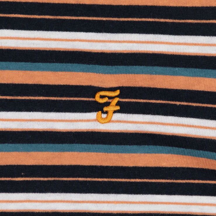 FARAH Zephyr Multi Stripe T-Shirt in MANDARIN