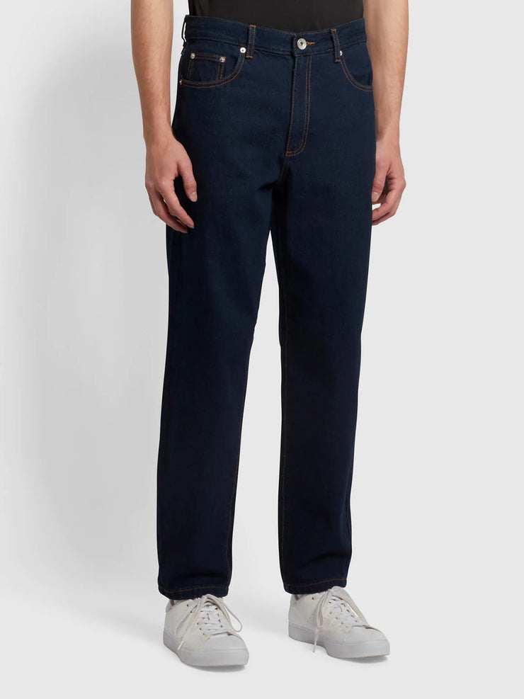 FARAH Rushmore Tapered Fit Jeans in RINSE DENIM