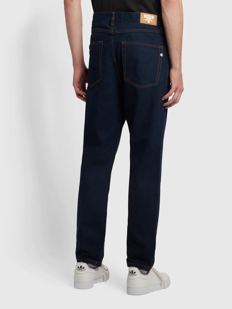 FARAH Rushmore Tapered Fit Jeans in RINSE DENIM