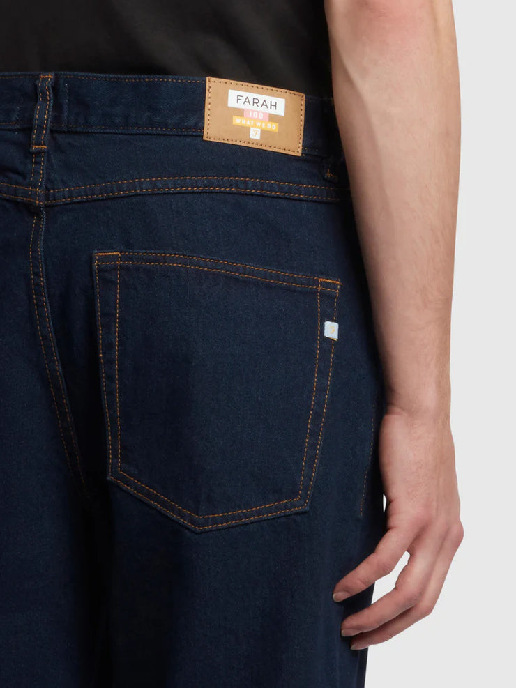 FARAH Rushmore Tapered Fit Jeans in RINSE DENIM
