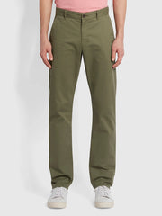 FARAH Elm Regular Fit Organic Cotton Twill Chinos in VINTAGE GREEN