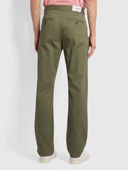 FARAH Elm Regular Fit Organic Cotton Twill Chinos in VINTAGE GREEN
