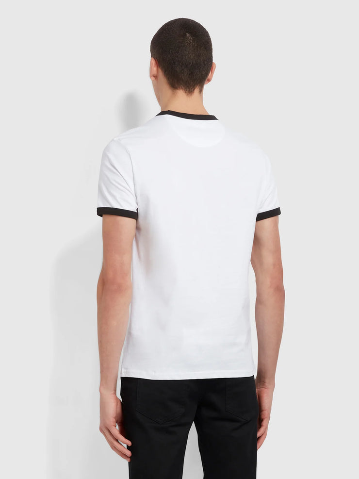 FARAH Groves Ringer Organic Cotton T-Shirt in WHITE