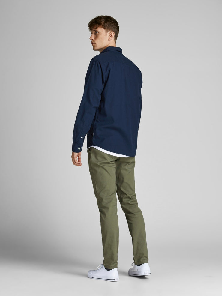 JACK & JONES Organic Cotton Slim Fit Shirt in NAVY BLAZER