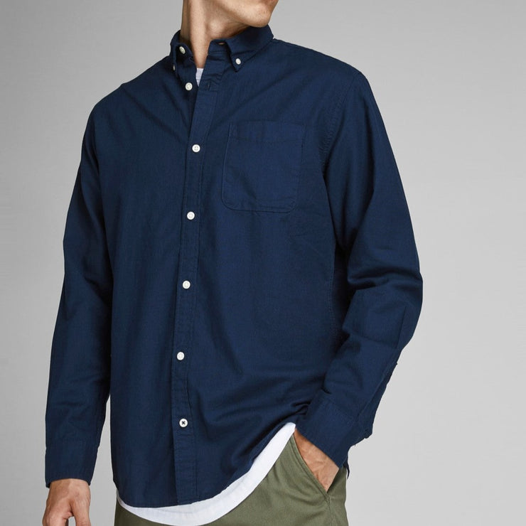 JACK & JONES Organic Cotton Slim Fit Shirt in NAVY BLAZER
