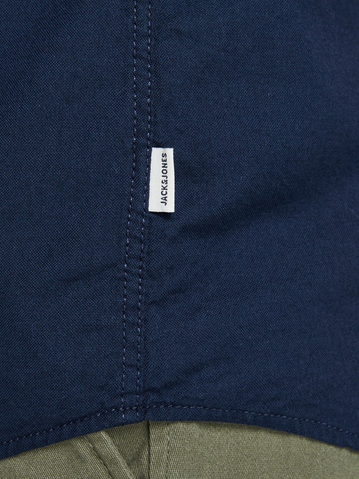 JACK & JONES Organic Cotton Slim Fit Shirt in NAVY BLAZER