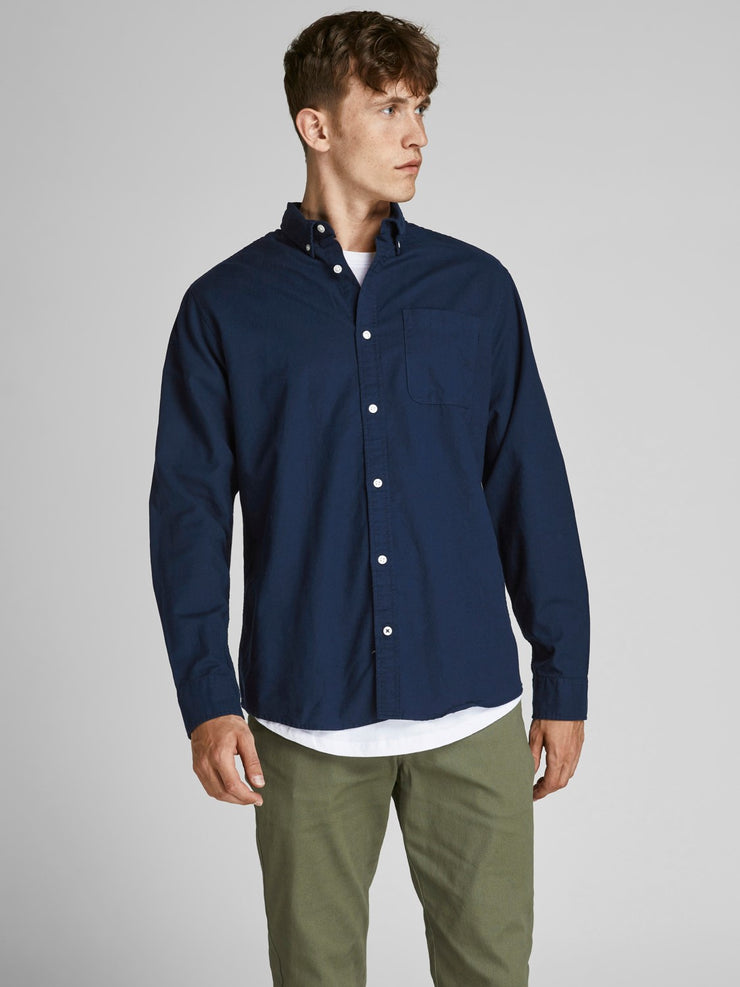JACK & JONES Organic Cotton Slim Fit Shirt in NAVY BLAZER