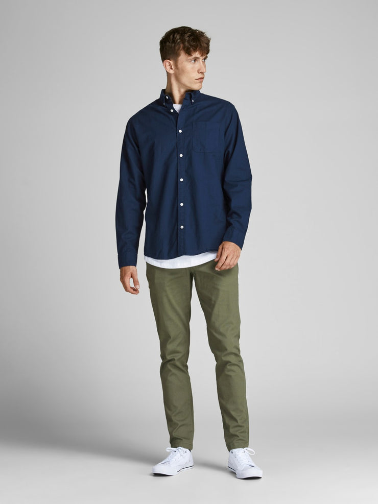 JACK & JONES Organic Cotton Slim Fit Shirt in NAVY BLAZER