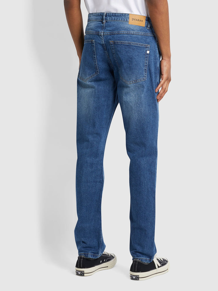 FARAH Elm Stretch Regular Fit Denim Jeans in WORN INDIGO