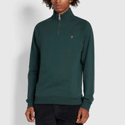 FARAH Jim Quarter Zip Sweatshirt in MALLARD GREEN